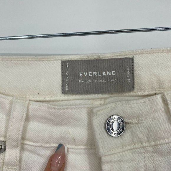 Everlane The High Rise Straight Leg Jeans Size 28 Stretch Denim Light Wash White - Picture 5 of 12